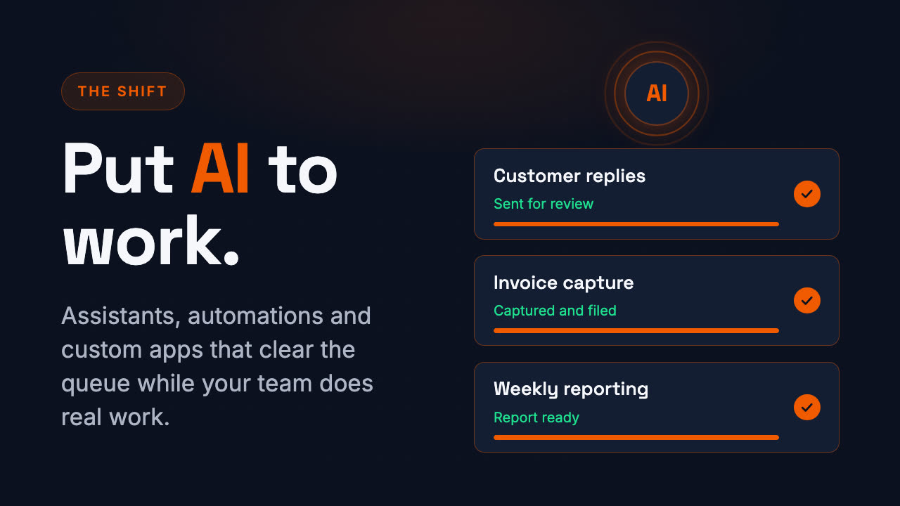 Story frame: AI assistants clearing a queue of repetitive work
