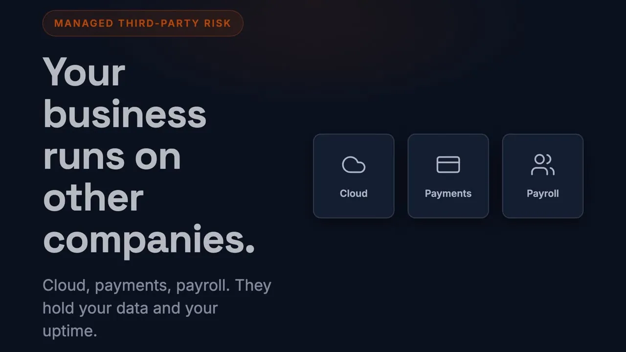 Explainer poster: the vendors your business runs on, ready to be scored 0 to 100